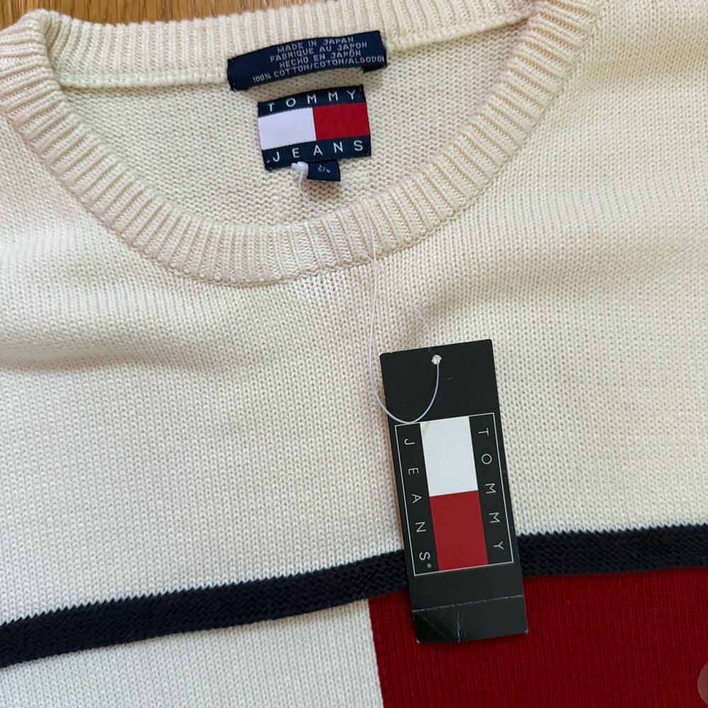 *NWT* MEN'S Vintage 90s/Y2K Tommy Jeans Japan Hilfiger Logo Crew Neck Sweater L - Picture 4 of 16